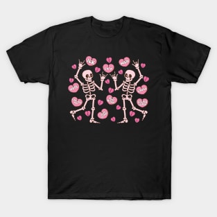 Skeletons & Conversation Hearts Anti Valentine T-Shirt